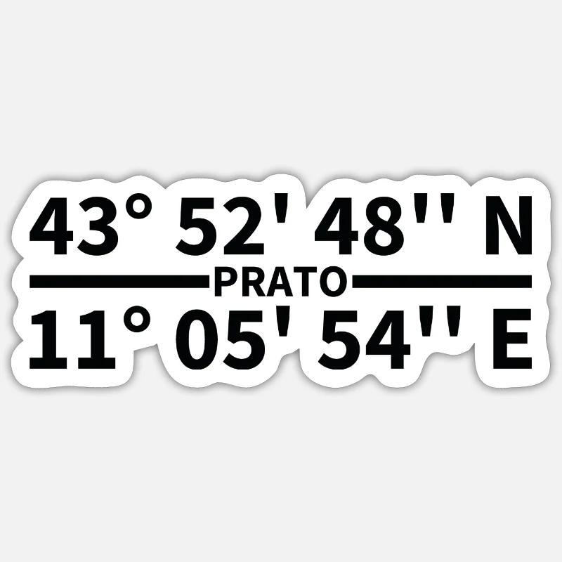 Coordonnées Prato - Sticker taille S (10 x 10 cm) - blanc mat