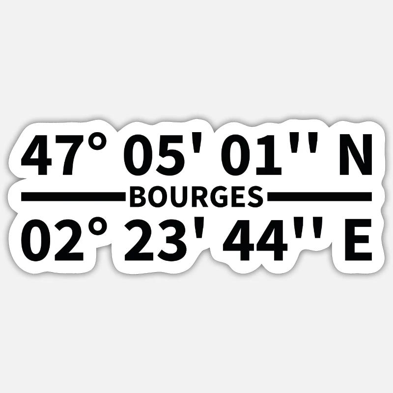 Coordonnées de Bourges - Sticker taille S (10 x 10 cm) - blanc mat