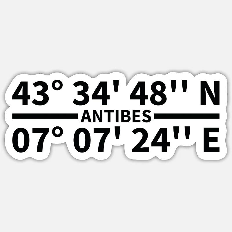 Antibes coordinates Sticker size S (10 x 10 cm)