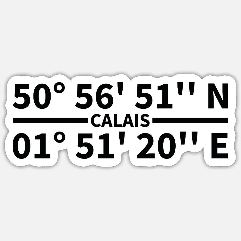 Coordonnées de Calais - Sticker taille S (10 x 10 cm) - blanc mat