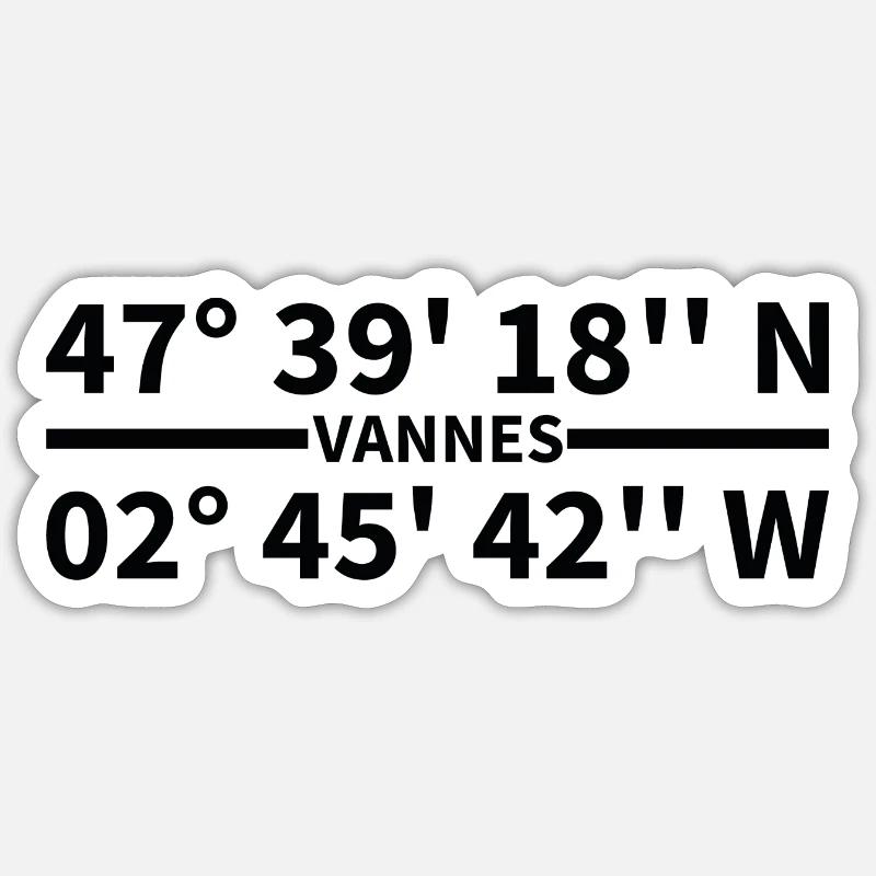 Coordonnées de Vannes - Sticker taille S (10 x 10 cm) - blanc mat