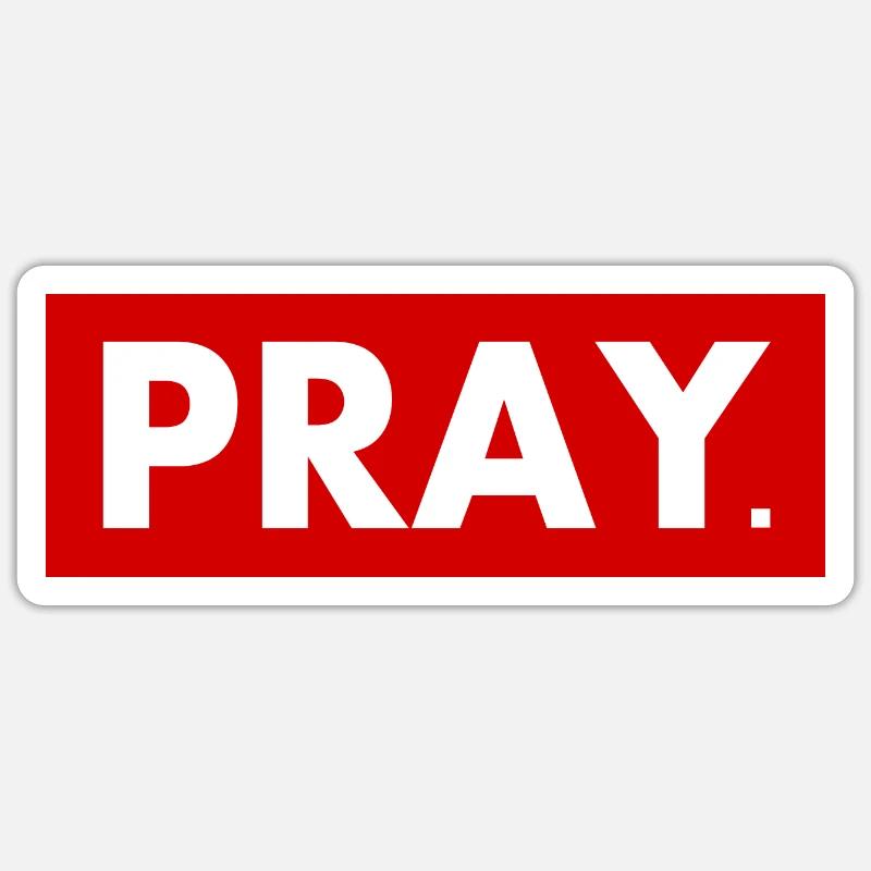 Pray - Sticker taille S (10 x 10 cm) - blanc mat