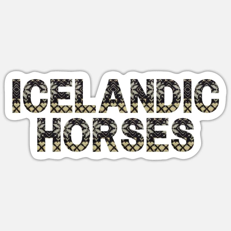 Islandpferde Strick Look Islandpullover Gelb - Sticker Größe S (10 x 10 cm) - Mattweiß