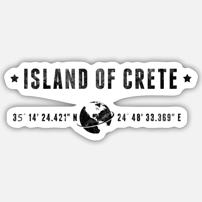 Crete Stylized Geographical Coordinates Sticker size S (10 x 10 cm)