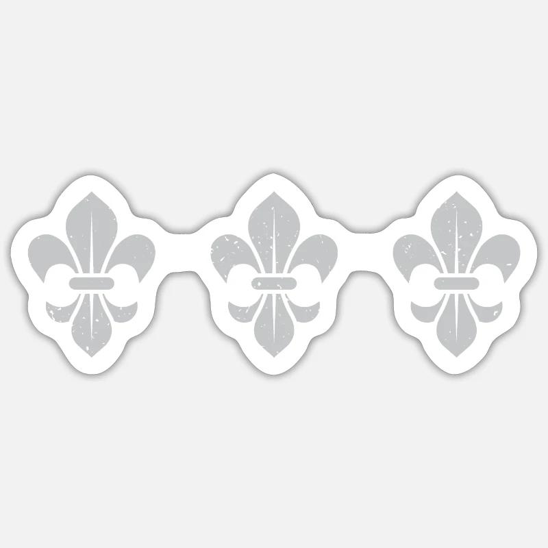 Fleur de Lys / 3 - Sticker Größe S (10 x 10 cm) - Mattweiß