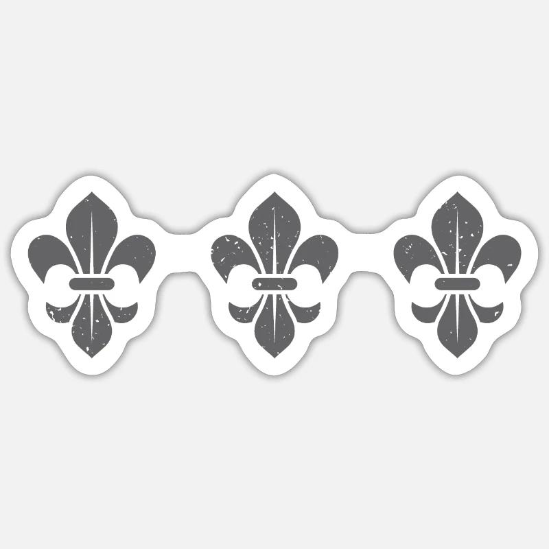 Fleur De Lys / dark grey - Sticker size S (10 x 10 cm) - white matte