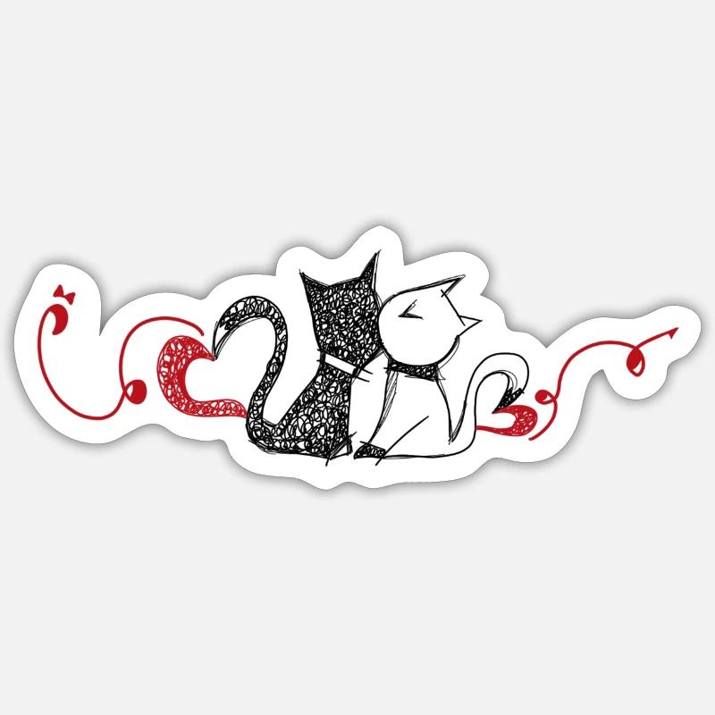 Two loving cats Sticker size S (10 x 10 cm)