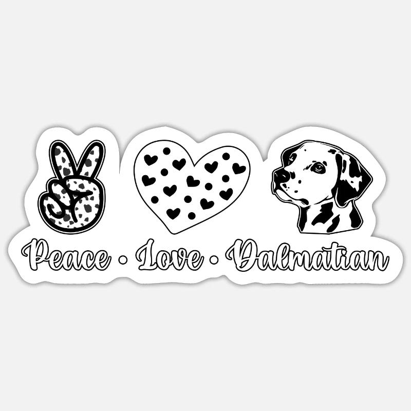 Paix amour dalmatien - Sticker taille S (10 x 10 cm) - blanc mat