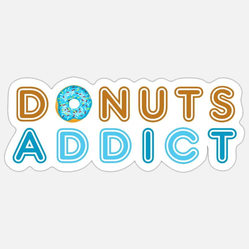 Donuts süchtig blau Sticker Größe S (10 x 10 cm)