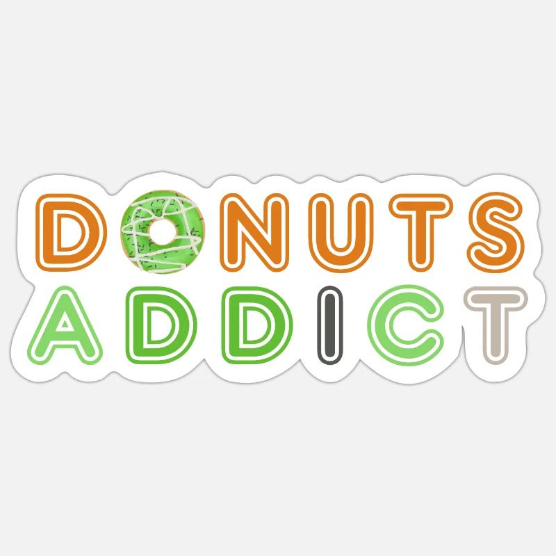 Donuts addict green - Sticker size S (10 x 10 cm) - white matte
