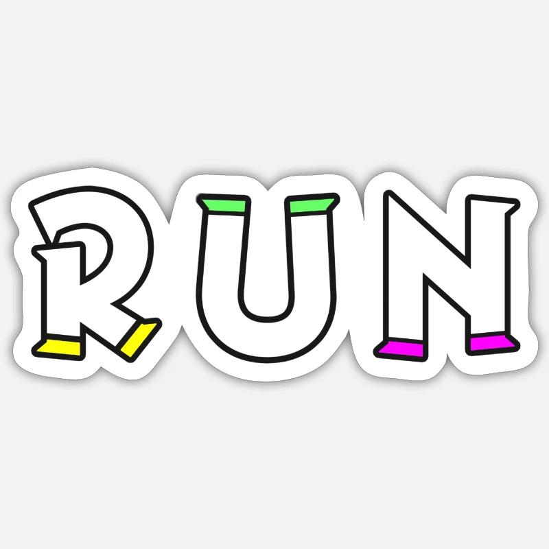 COURIR! vif - Sticker taille S (10 x 10 cm) - blanc mat