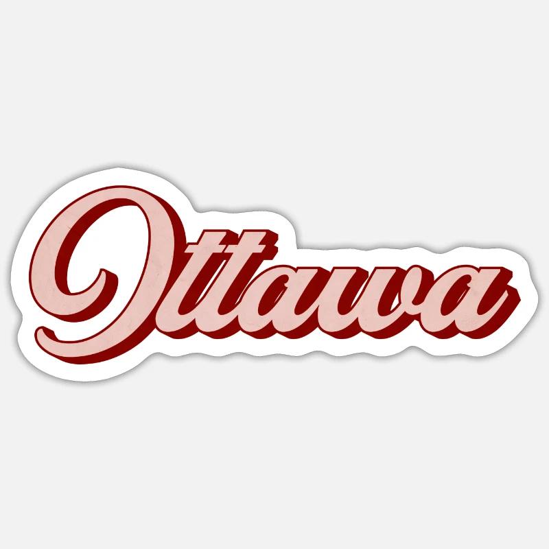 Script rétro d’Ottawa - Sticker taille S (10 x 10 cm) - blanc mat