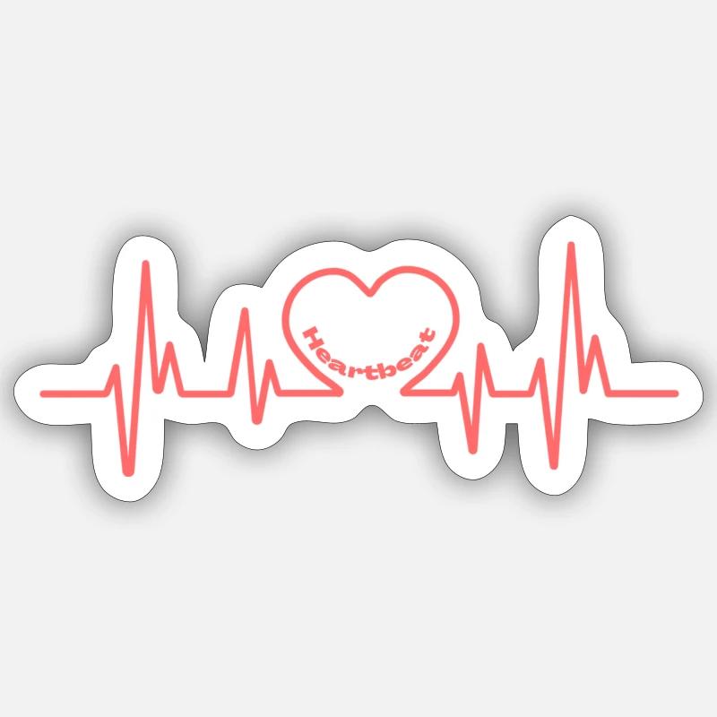 Design « Heart Beat » Symbole de l’amour - Sticker taille S (10 x 10 cm) - blanc mat