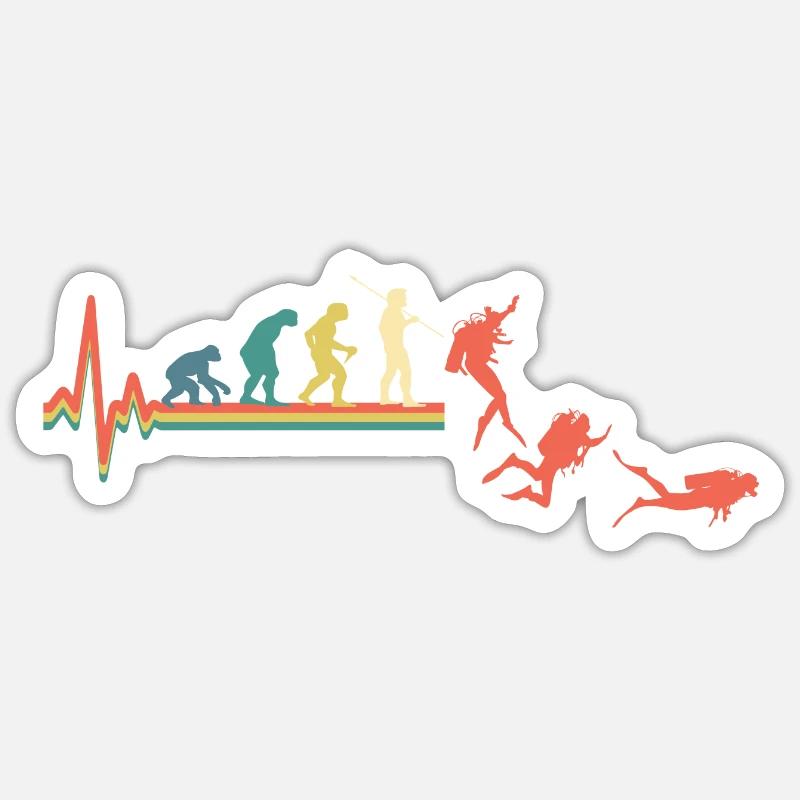 Plongée Plongée Evolution Rétro - Sticker taille S (10 x 10 cm) - blanc mat