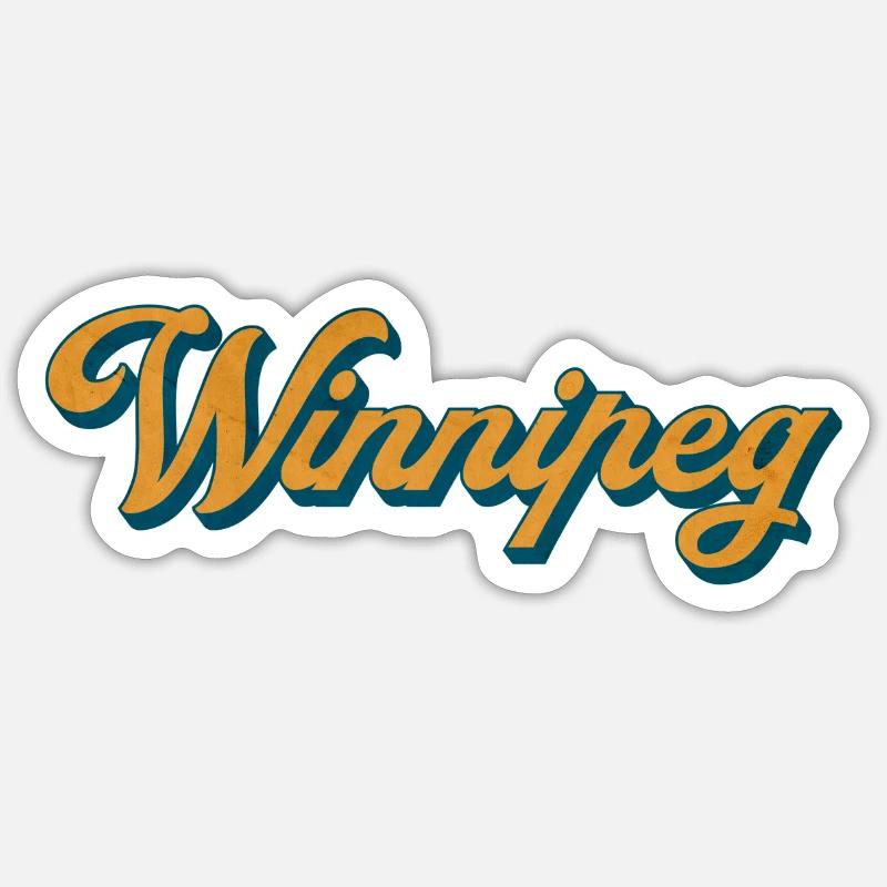 Winnipeg Retro Script - Sticker taille S (10 x 10 cm) - blanc mat