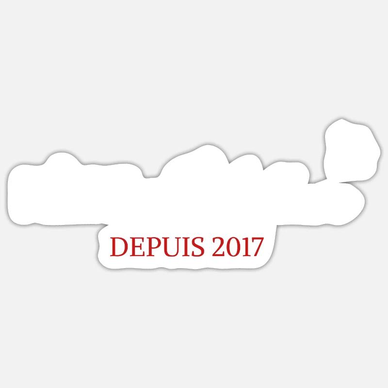 Mère veilleuse depuis 2017 - Sticker taille S (10 x 10 cm) - blanc mat