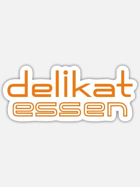 Delikatessen - delikat-essen by Word-on-shirt - Sticker Größe S (10 x 10 cm) - Mattweiß