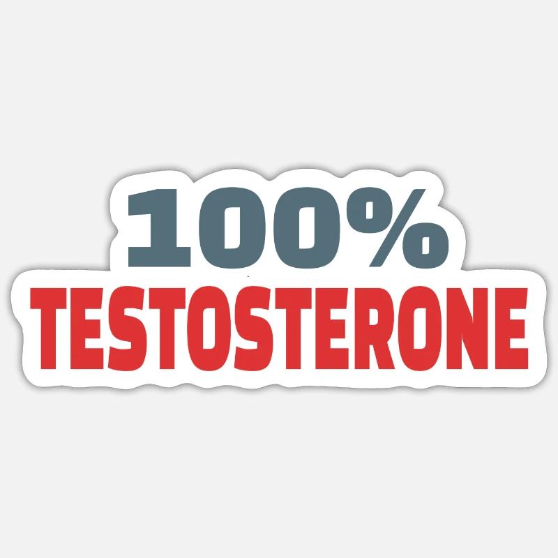 100% Testosterone - Sticker size S (10 x 10 cm) - white matte