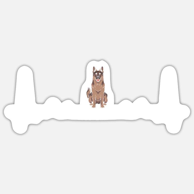 Heartbeat German Shepherd - Sticker Größe S (10 x 10 cm) - Mattweiß