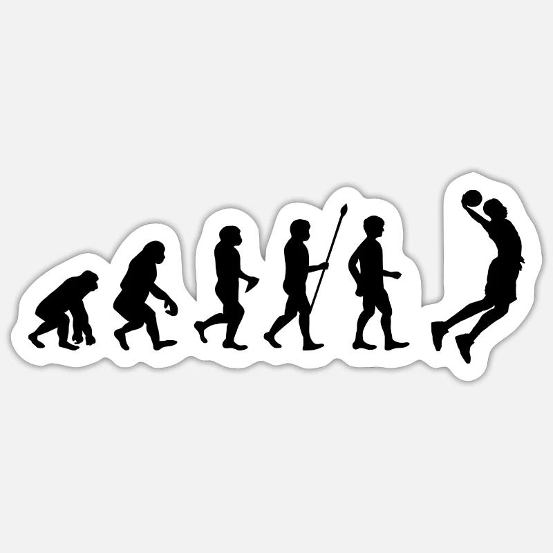 basketball Evolution - Basketballer beim Dunking - Sticker Größe S (10 x 10 cm) - Mattweiß
