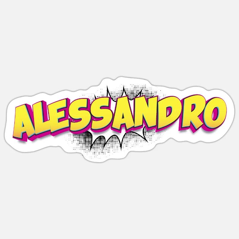 Alessandro Benutzerdefinierter Name Comic-Stil Pop-Art, Sticker Größe S (10 x 10 cm)