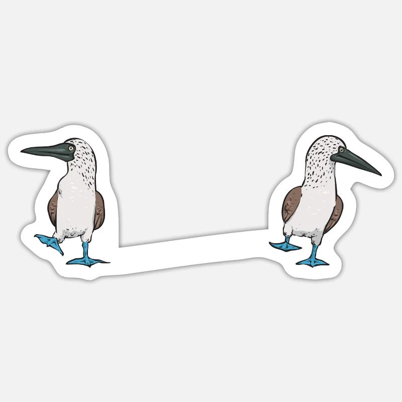Blaufußtölpel Blue-footed Booby Seevogel - Sticker Größe S (10 x 10 cm) - Mattweiß