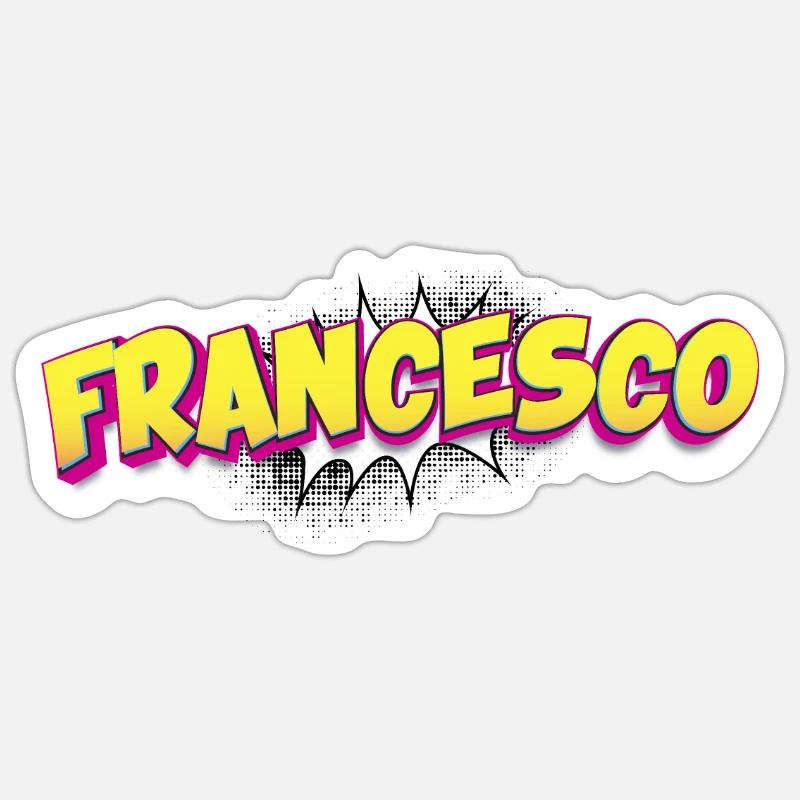 Francesco benutzerdefinierter Name Comic-Stil Pop-Art, - Sticker Größe S (10 x 10 cm) - Mattweiß