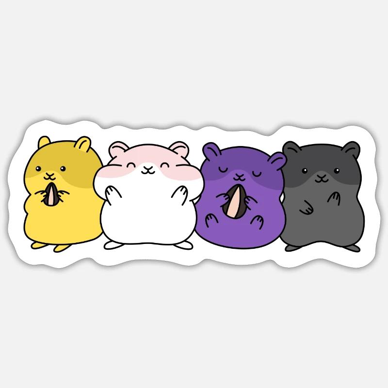 Conception de hamster drapeau non binaire pour Enbys Sticker taille S (10 x 10 cm)
