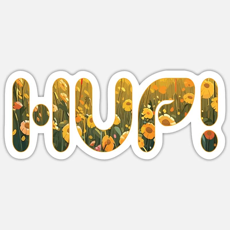 HUP dans le champ de fleurs Sticker taille S (10 x 10 cm)