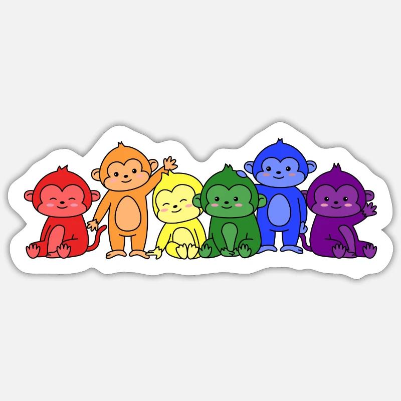 Conception de singe de drapeau LGBT + pour les personnes LGBT + - Sticker taille S (10 x 10 cm) - blanc mat