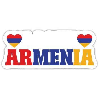 Drapeau arménien Arménie - Sticker taille S (10 x 10 cm) - blanc mat - Devant