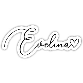 Evelina Nom Prénom Fille - Sticker taille S (10 x 10 cm) - blanc mat - Devant