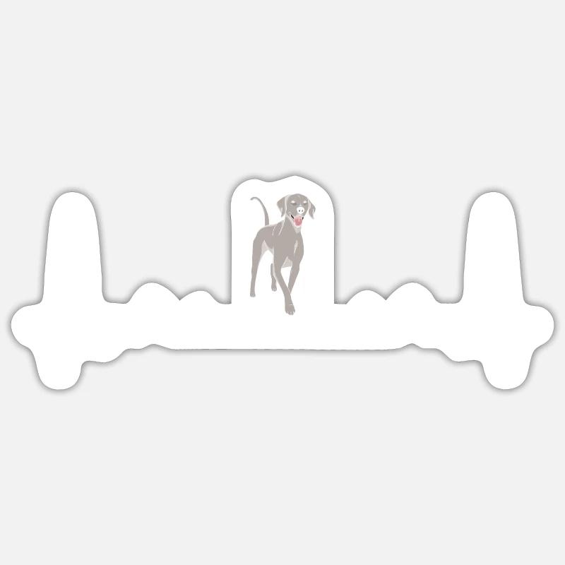 Heartbeat Weimaraner - Sticker size S (10 x 10 cm) - white matte