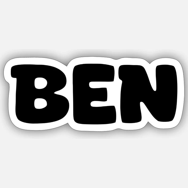 Nom - Ben - Sticker taille S (10 x 10 cm) - blanc mat