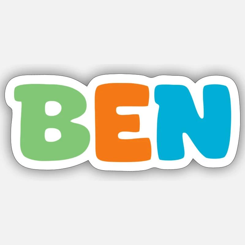 Nom - Ben - Sticker taille S (10 x 10 cm) - blanc mat