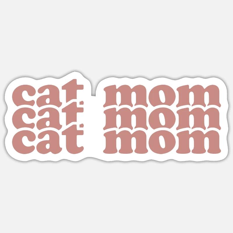 Maman chat - Sticker taille S (10 x 10 cm) - blanc mat