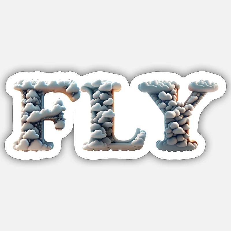 FLY Clouds 3d Sticker size S (10 x 10 cm)