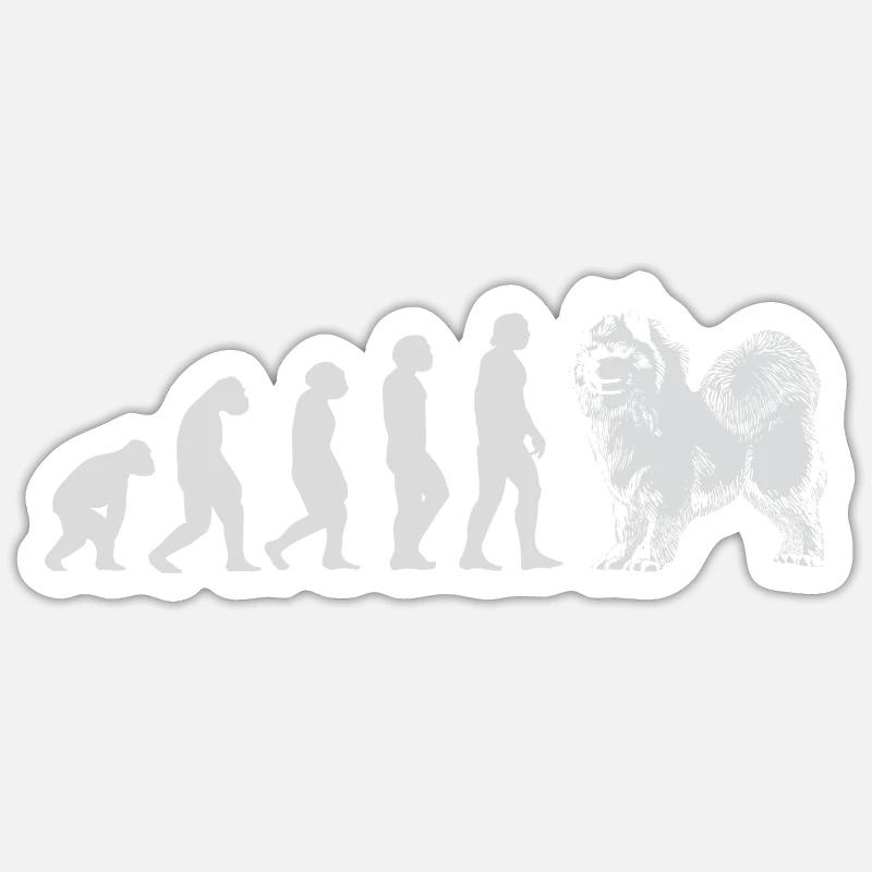 Évolution Samoyède - Sticker taille S (10 x 10 cm) - blanc mat