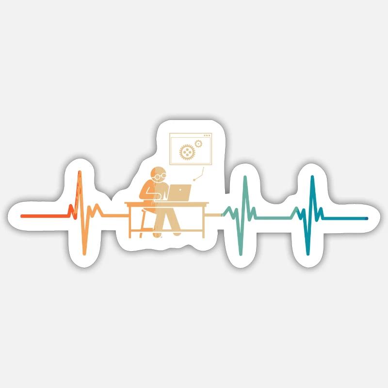 Battement de cœur programmeur - Sticker taille S (10 x 10 cm) - blanc mat
