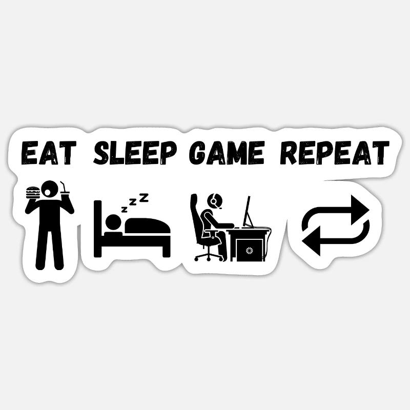 Eat sleep game Repeat - Sticker size S (10 x 10 cm) - white matte