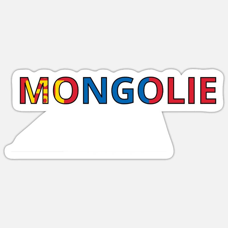 Drapeau Mongolie - Sticker taille S (10 x 10 cm) - blanc mat