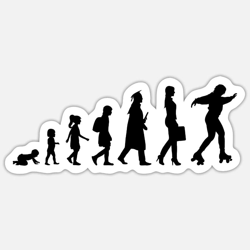 Development of roller skating - Sticker size S (10 x 10 cm) - white matte