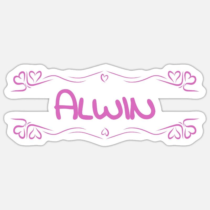 Alwin comme nom - Sticker taille S (10 x 10 cm) - blanc mat