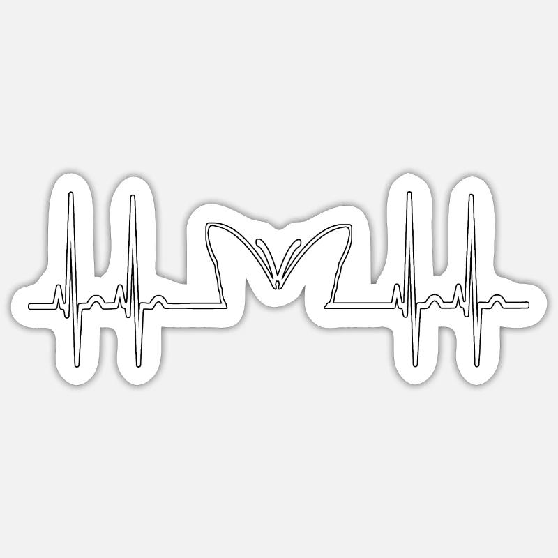 Butterfly Pulse Heartbeat - Sticker size S (10 x 10 cm) - white matte