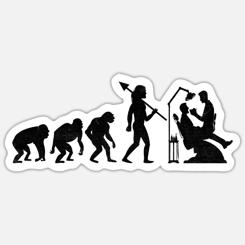 Evolution Dentiste Dentisterie Dentaire Dentistes - Sticker taille S (10 x 10 cm) - blanc mat