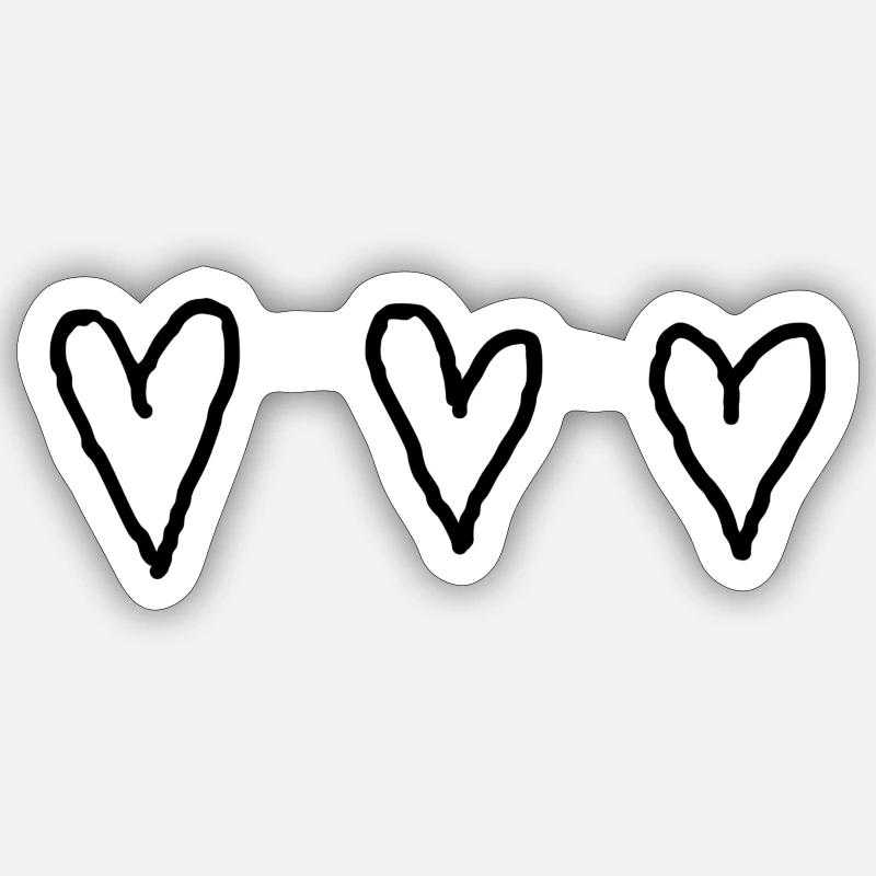 3 Coeurs - Sticker taille S (10 x 10 cm) - blanc mat