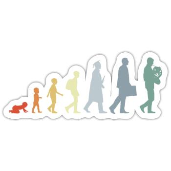 Entwicklung eines Waldhornisten - Sticker Größe S (10 x 10 cm) - Mattweiß - Vorne