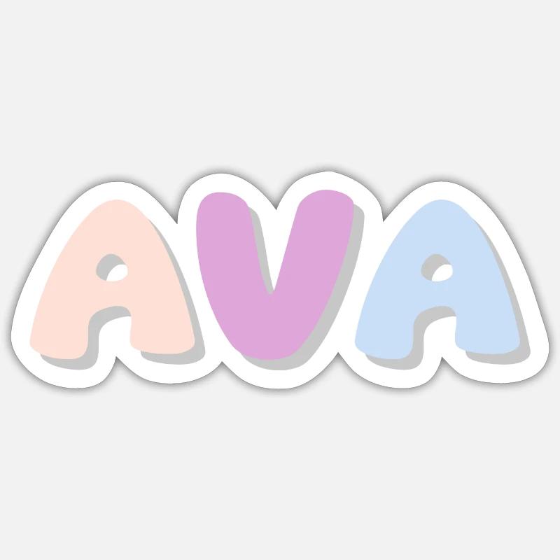 Nom - Ava - Sticker taille S (10 x 10 cm) - blanc mat
