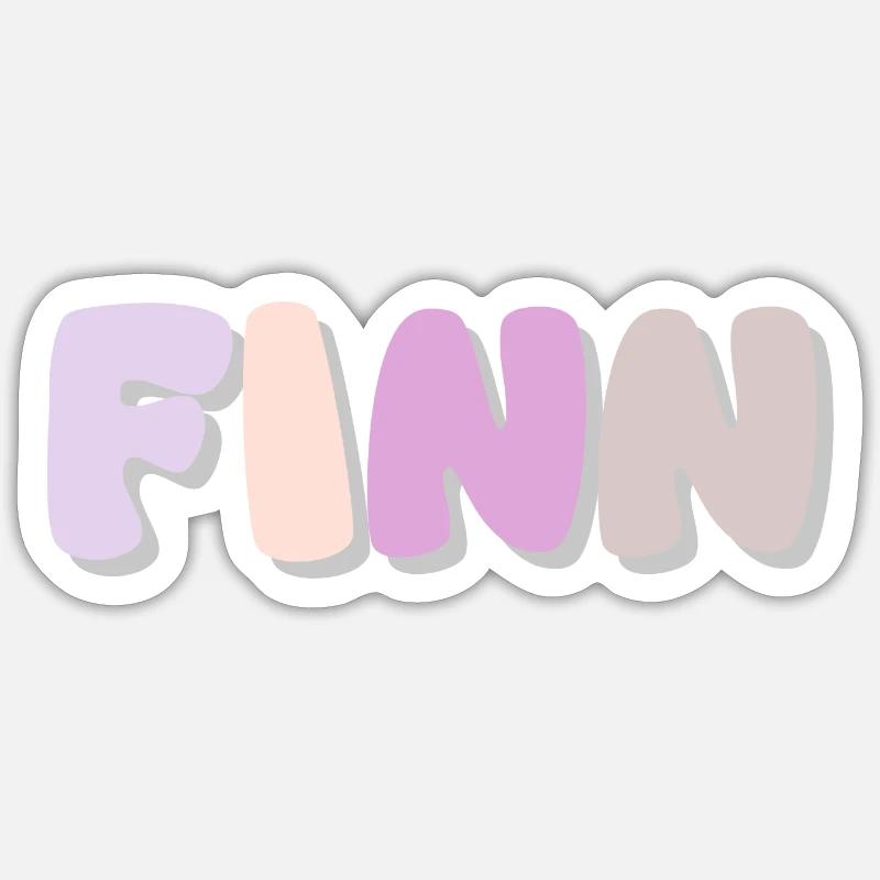 Nom - Finn - Sticker taille S (10 x 10 cm) - blanc mat