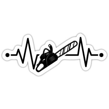 Chainsaw Heartbeat Lumberjack Lumberjack - Sticker size S (10 x 10 cm) - white matte - Front